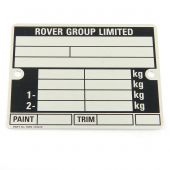 LMG1055S Rover Mini Chassis Number plate, specially reverse stamped to your Minis chassis number plus the paint and trim details, perfect for restoration projects.