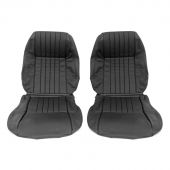 Black - Front Seat Covers - Pair - Leather Faced - Vertical Flute - Mini 96-00
