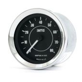 Smiths Classic Mini 8000 Rpm 52mm Tachometer with a black face and chrome bezel