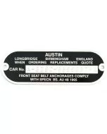 LMG1054S Austin Chassis Number plate, specially reverse stamped to your Minis chassis number.