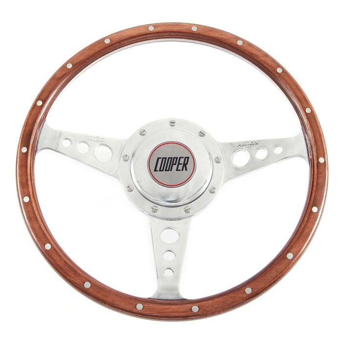 Cooper Wood Steering Wheel with Horn for classic Mini