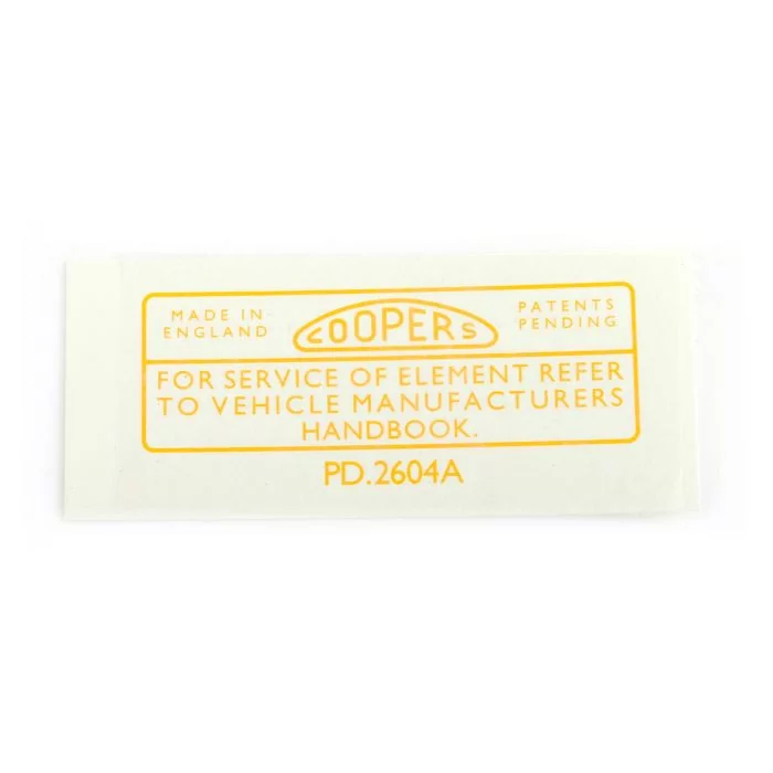 Cooper Air Filter Sticker - Yellow 