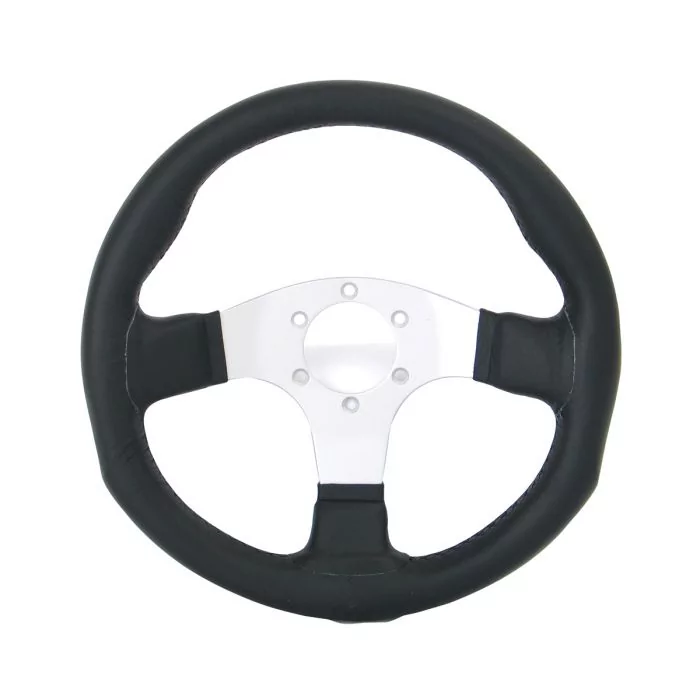Mountney M Range 320mm - Black Leather & Silver Spokes
