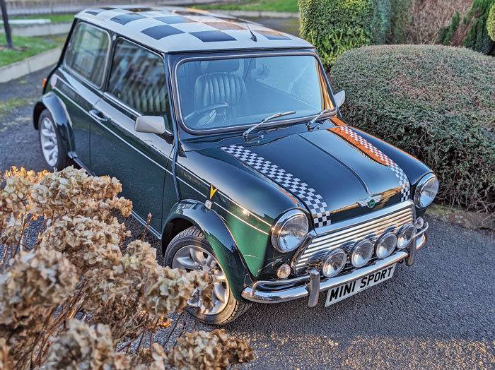 Classic Mini Cooper, restored in stunning Brooklands Green.